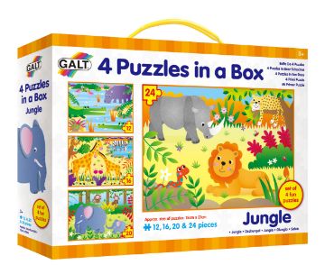 Zobrazit detail produktu - 4 puzzle v krabici - Džungle Obrázek 4 puzzle v krabici - Džungle