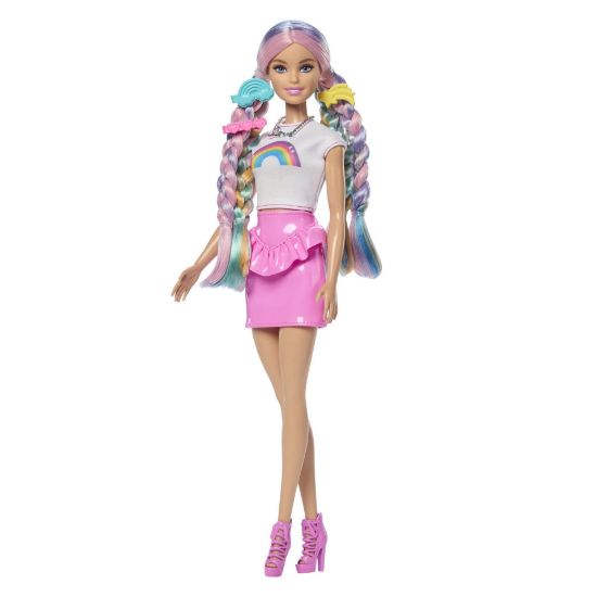 Obrázek Barbie panenka duhové vlasy s třpytivým stylingem