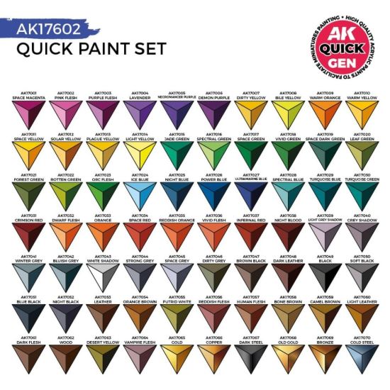 Obrázek AK Interactive: Quick Gen - Quick Paint Set (72 barev a 2 štětce)